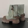 High Quality Brand Designer Ankle Boots Women Rivet Decoration Western Denim Boots Fashion Non-slip Thick Bottom Platform Shoes