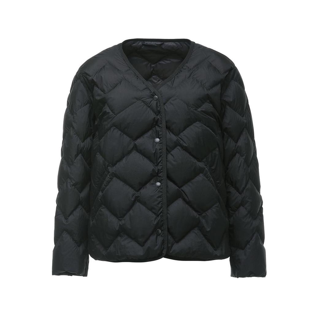 Damska lekka kurtka puchowa z dekoltem w serek 2025: Codzienna, Bez kołnierzyka, Krótka, Odzież wierzchnia Plus Size