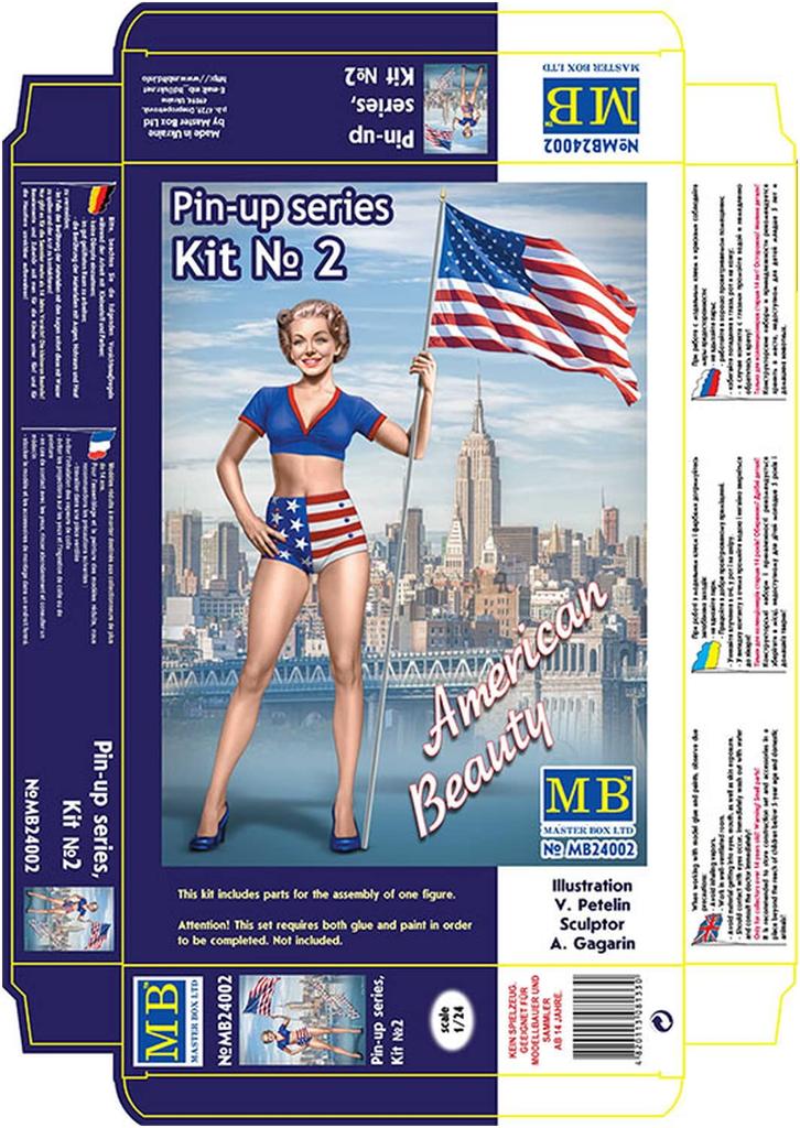 Master Box 1/24 Scale Pin-Up Series Betty Bikini Stars and Stripes Plastic Model Kit MB24002