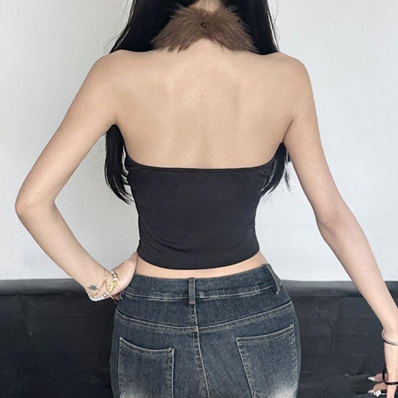 Collar Halterneck Sleeveless Leopard Print Vest European and American Foreign Trade Women's Clothing Sexy Style Pure Desire Silm Short Open Back Tops