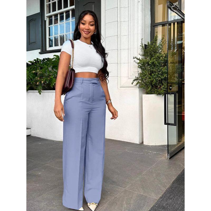 High Waist Straight Wide Leg Pants