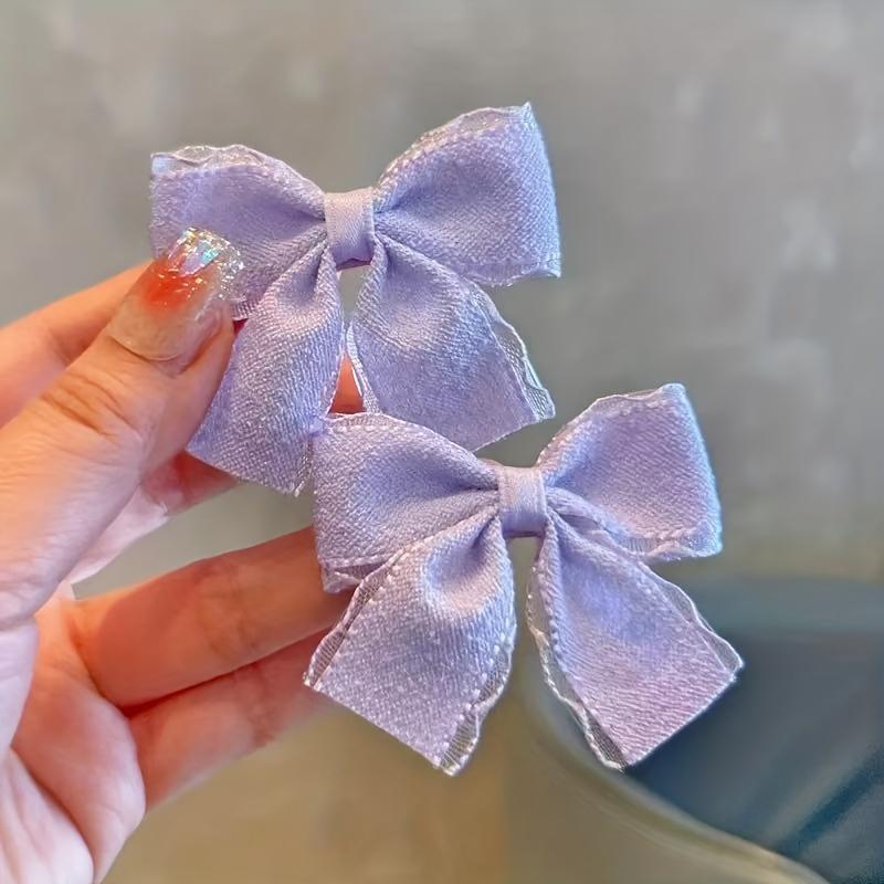 2 Packs of Bow Hairpins Solid Color Cute Lace Bow Versatile Headgear