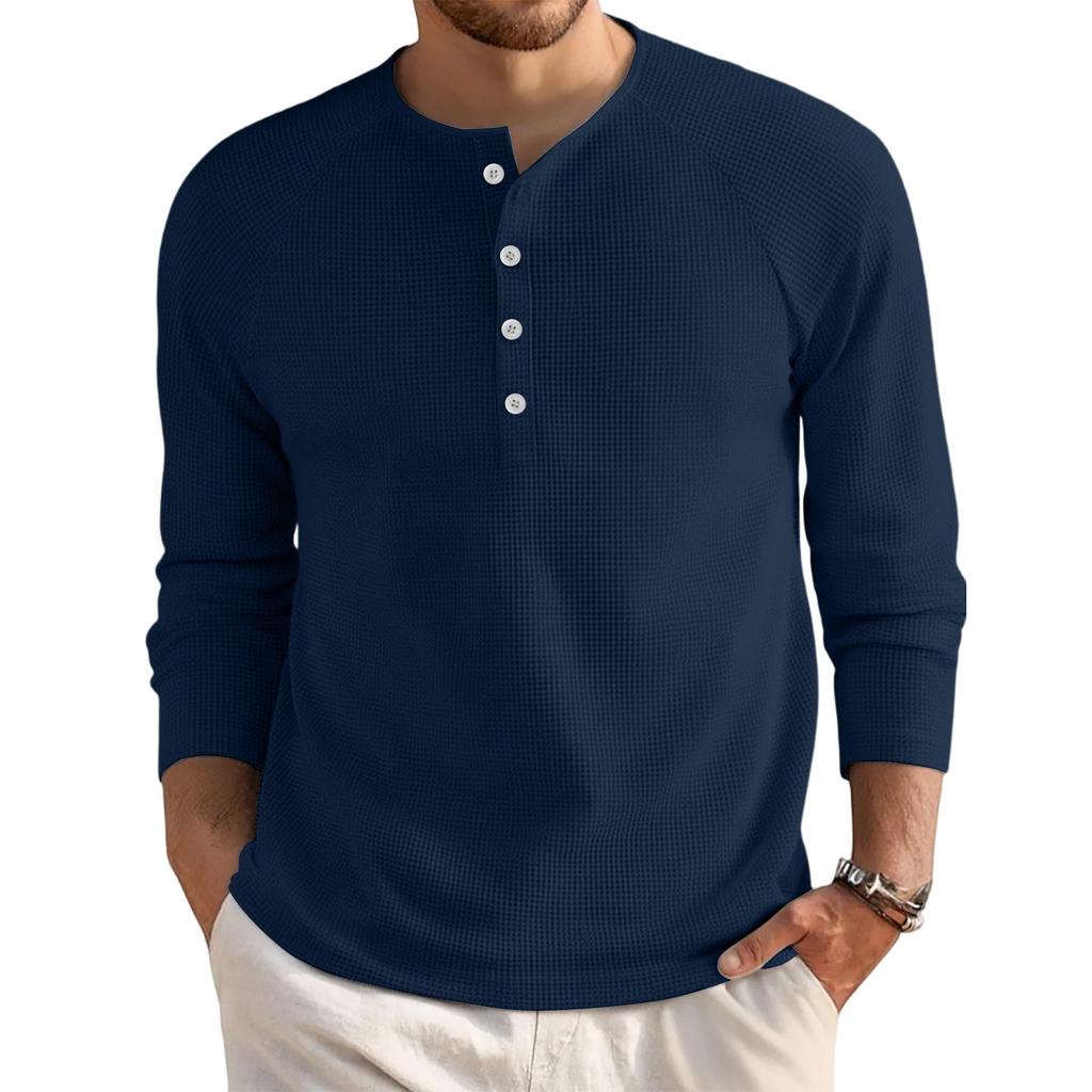 Men's Loose Casual Button Down Collar Long Sleeve Top