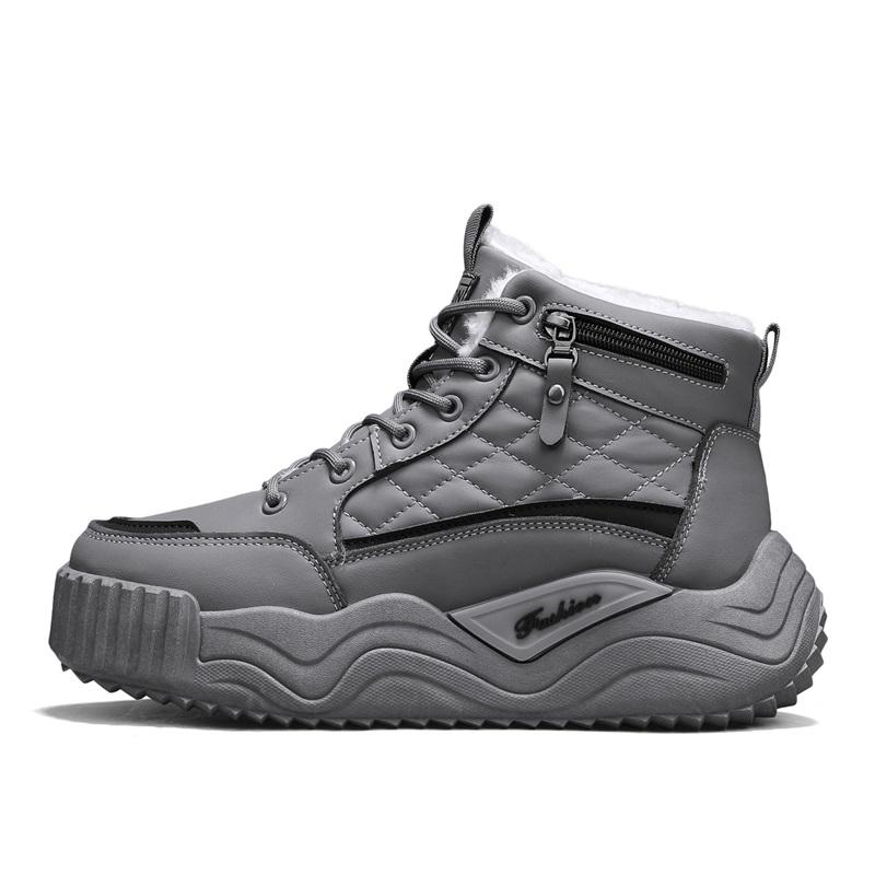 Men's comfort outdoor casual shoes winter plus size high top plush fashion slip-resistant wear-resistant thick sole cotton shoes