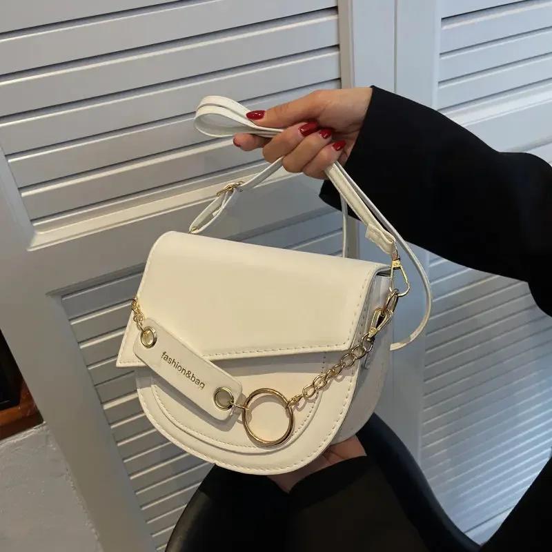 Einfarbige Satteltaschen für Damen, Clutches, Schultertaschen, luxuriöse Designer-Umhängetaschen