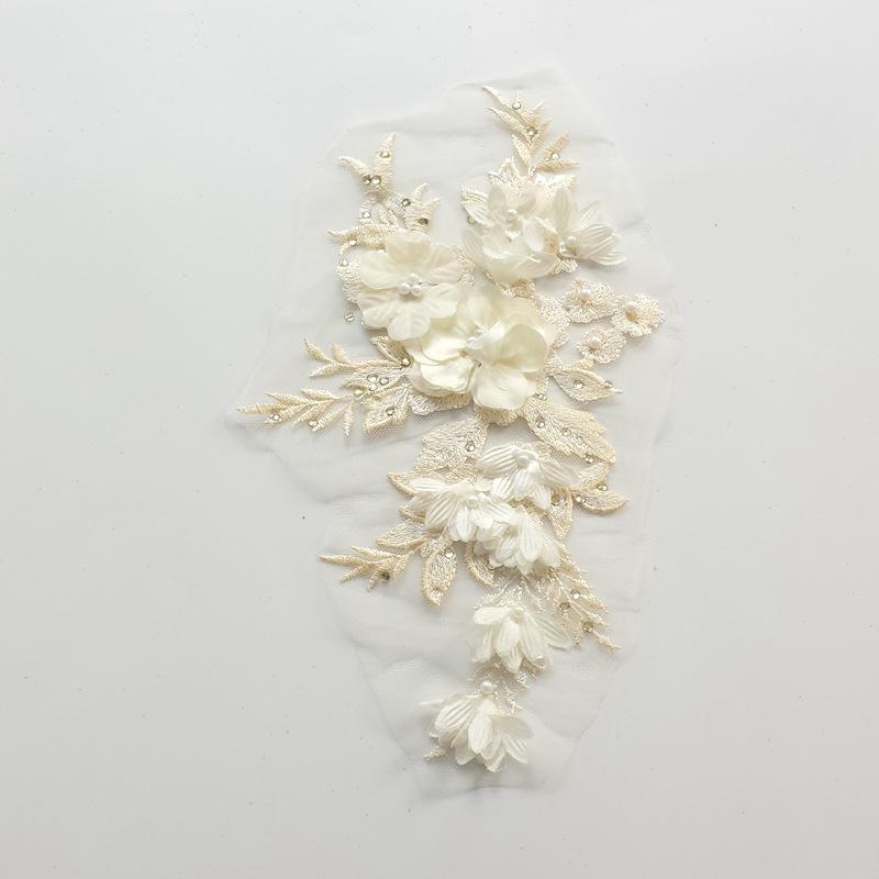 1 Bucată Aplicații Mărgelate cu Strasuri în Formă de Floare pentru Rochie de Mireasă, Aplicație de Cusut pentru Reparare 16CM