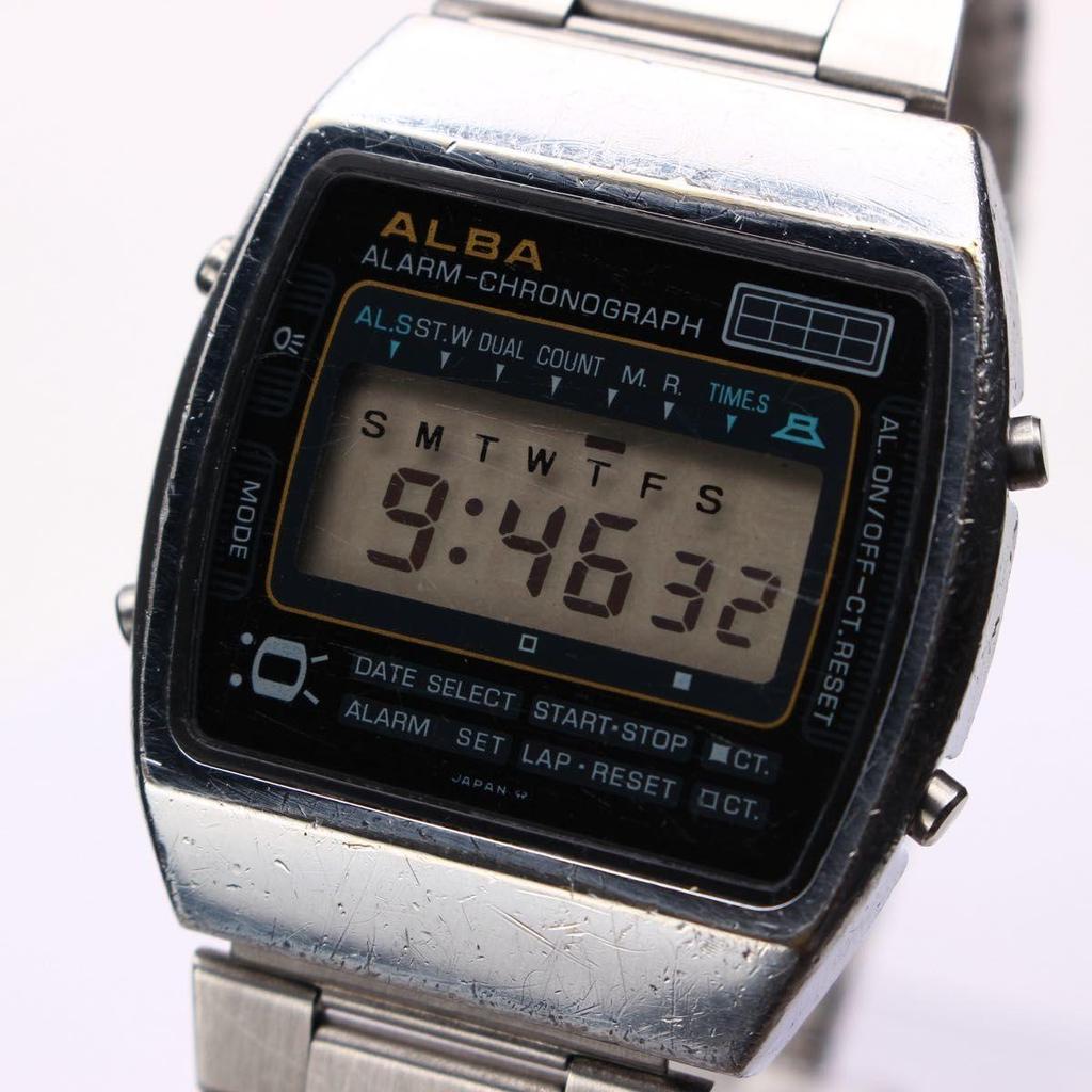 Used Rare SEIKO ALBA Digital Men's Watch 80's Vintage Chronograph Y749-4010 Alarm Retro