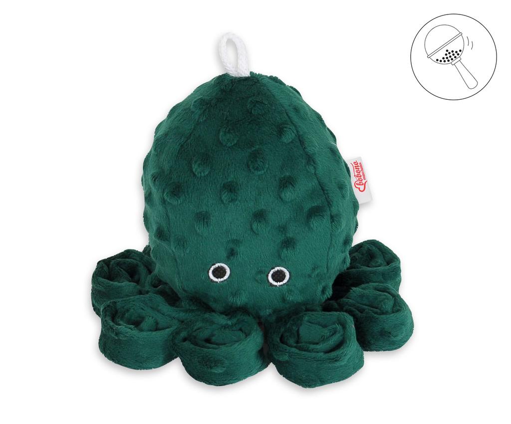 Octopus cuddly toy for children with a rattle - bottle green