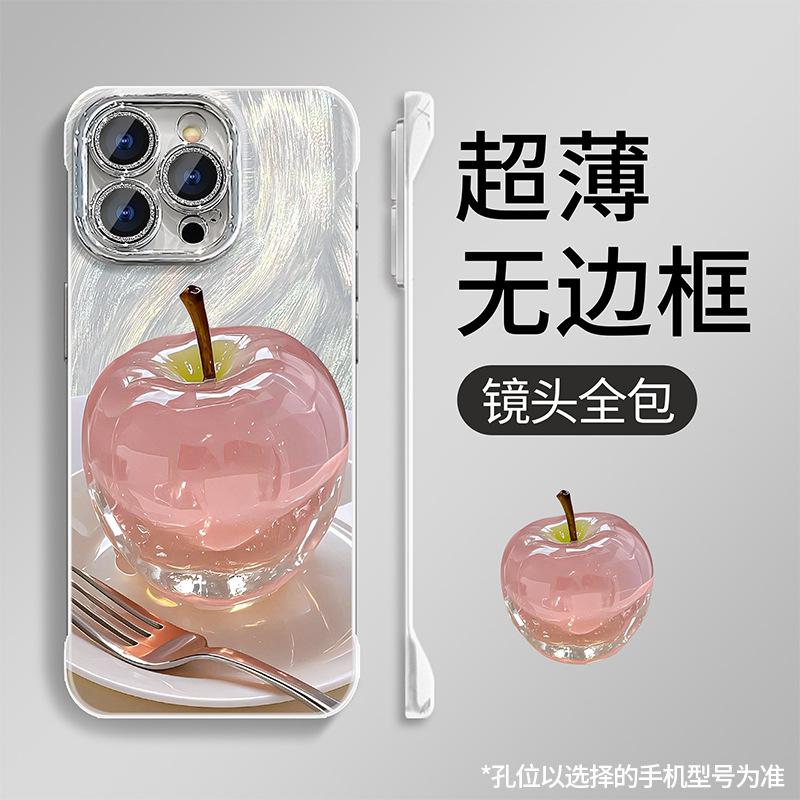 Crystal Apple Compatible with iPhone 16 Case, Xiaomi 15 Pro Mirror Stand, 13 Premium Feel, OPPO, Huawei X