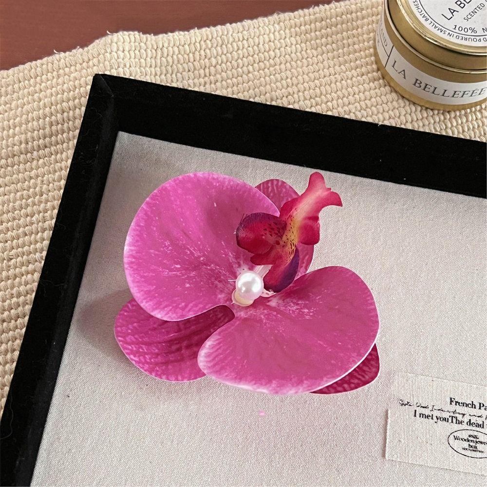 Cloth Flower Hair Clip Butterfly Orchid Pearl Orchid Flower Hairpin Duckbill Clip Korean Style Girl Hair Clip