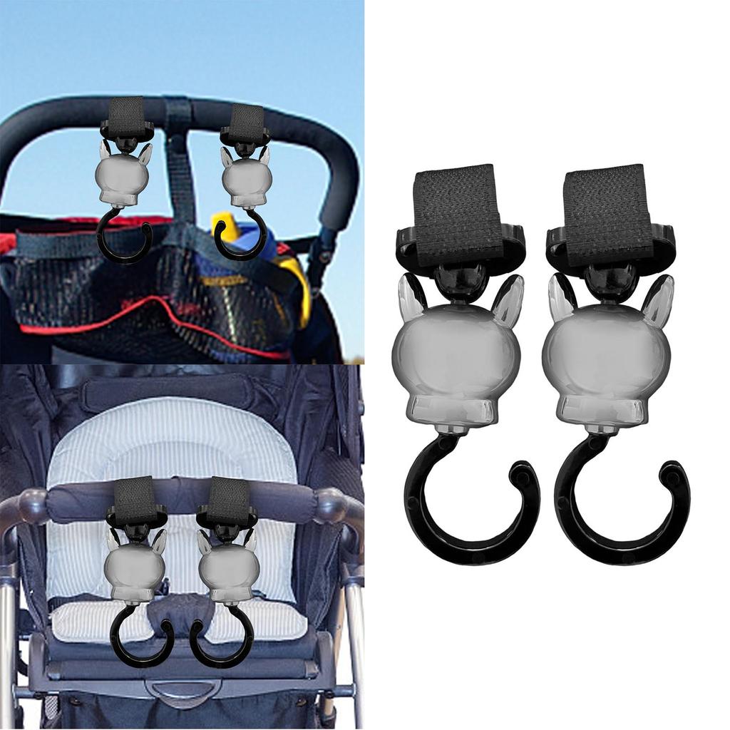 2x Hooks Multi Purpose Adjustable Accessories Degree Rotate for Clothing Organizer Groceries