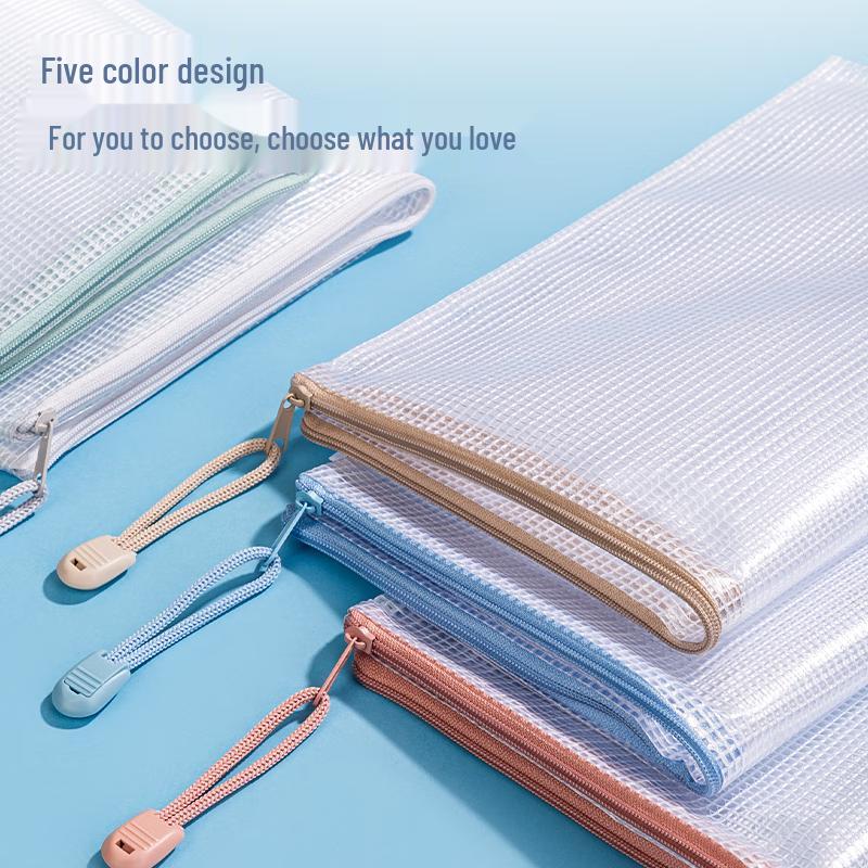Deli A4 Waterproof Mesh Zipper File Bags