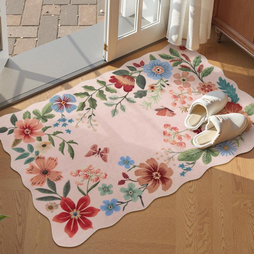 Printed Washable Entrance Carpet, Anti-Slip, Ultra-Thin Door Mat, Indoor Entrance Anti-Stain Small Carpet, Bathroom
