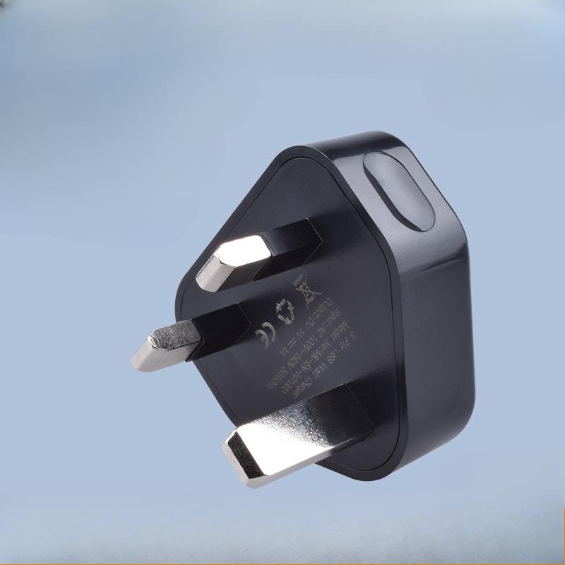 Single-port USB Mobile Phone Charger Certification 5V1A British-regulatory Triangle Charging Head Black Fast Charging Power Adapter
