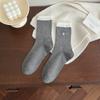 Female Spring and Autumn Love Embroidery Deodorizing Sweat Absorbing Boneless Tube Stack Socks
