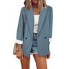 Womens Solid Color Long Sleeve Blazer Jacket Loose Fit Office Wear Winter
