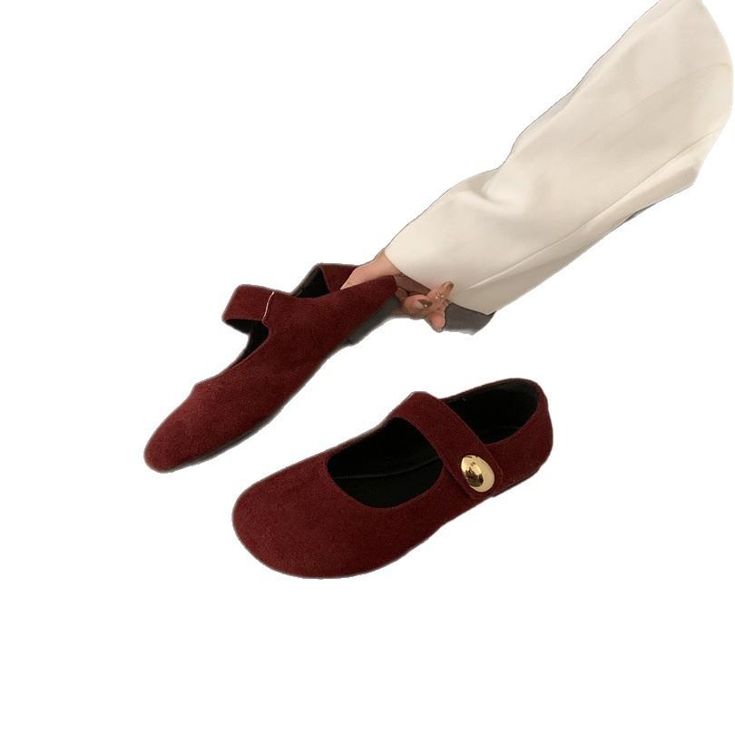 2025 spring and summer new French retro one-word strap Mary Jane shoes women's soft-soled single shoes with skirts ballet shoes