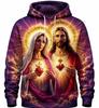 Jesus Christ 3D‑Print Hoodie for Men, Holy Mother And Son Graphic Winter Loose Long‑Sleeve Streetwear Pullover