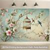 Bird and Blossom Tapestry, Vintage Birdcage Background Cloth, Home Decor