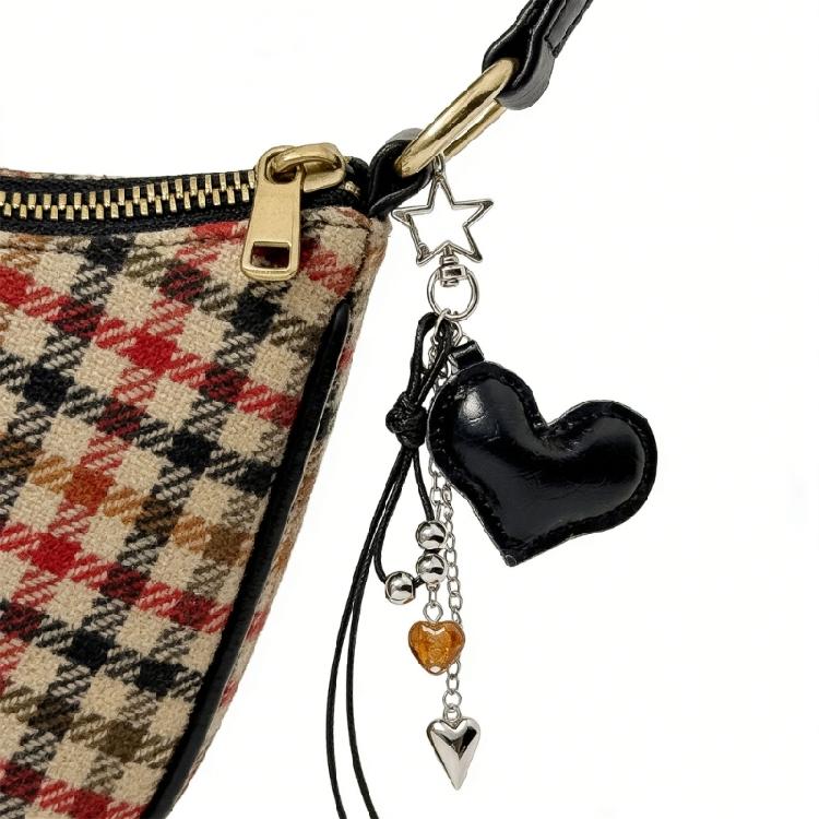 Unique Heart Shaped Keychain Accessory Featuring Leather Tassels And Vintage Braided Strap Stylish Purse Decoration