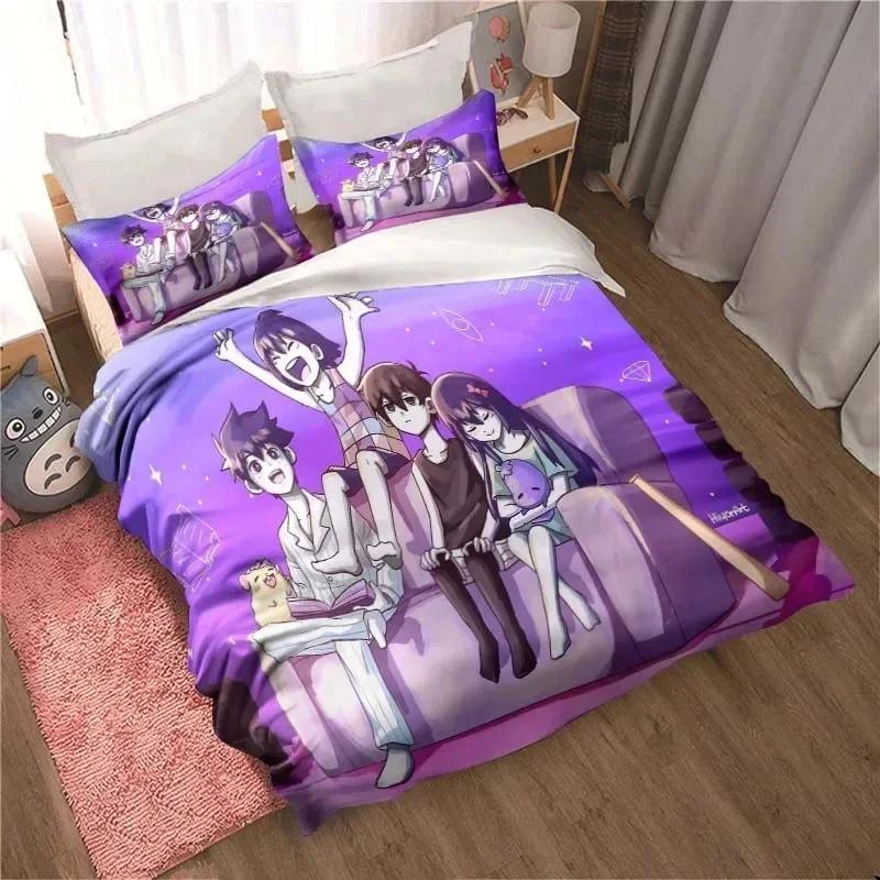 3D Printed Anime Omori Bedding Set All Seasons Double Duvet Cover Twin King Size Soft Home Textile