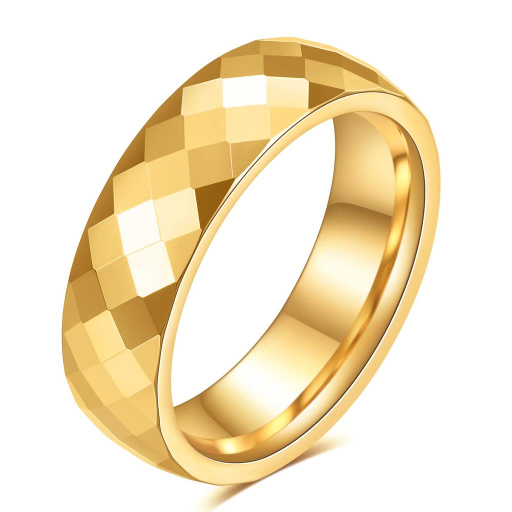 European American Ins New Tungsten Steel 4MM 6MM Faceted Polygon Rhombus Couple Rings