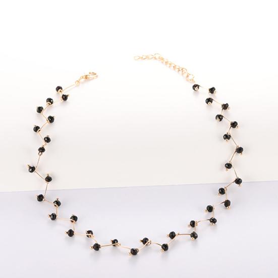 Wave Chain Black Beads Charm Choker Party Short Necklace Women Jewelry