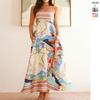Spring and Summer New Women's Clothing High Waist Printing Painted Holiday Style Pendulum Suspender Dress Women