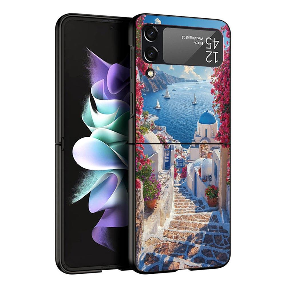 

Greece In Summer Santorini Case For Samsung Galaxy Z Flip 7 6 5 4 3 z Flip7 Flip6 Flip5 Flip4 5G Phone Cover Flip3 Folding Coque Samsung Z Flip