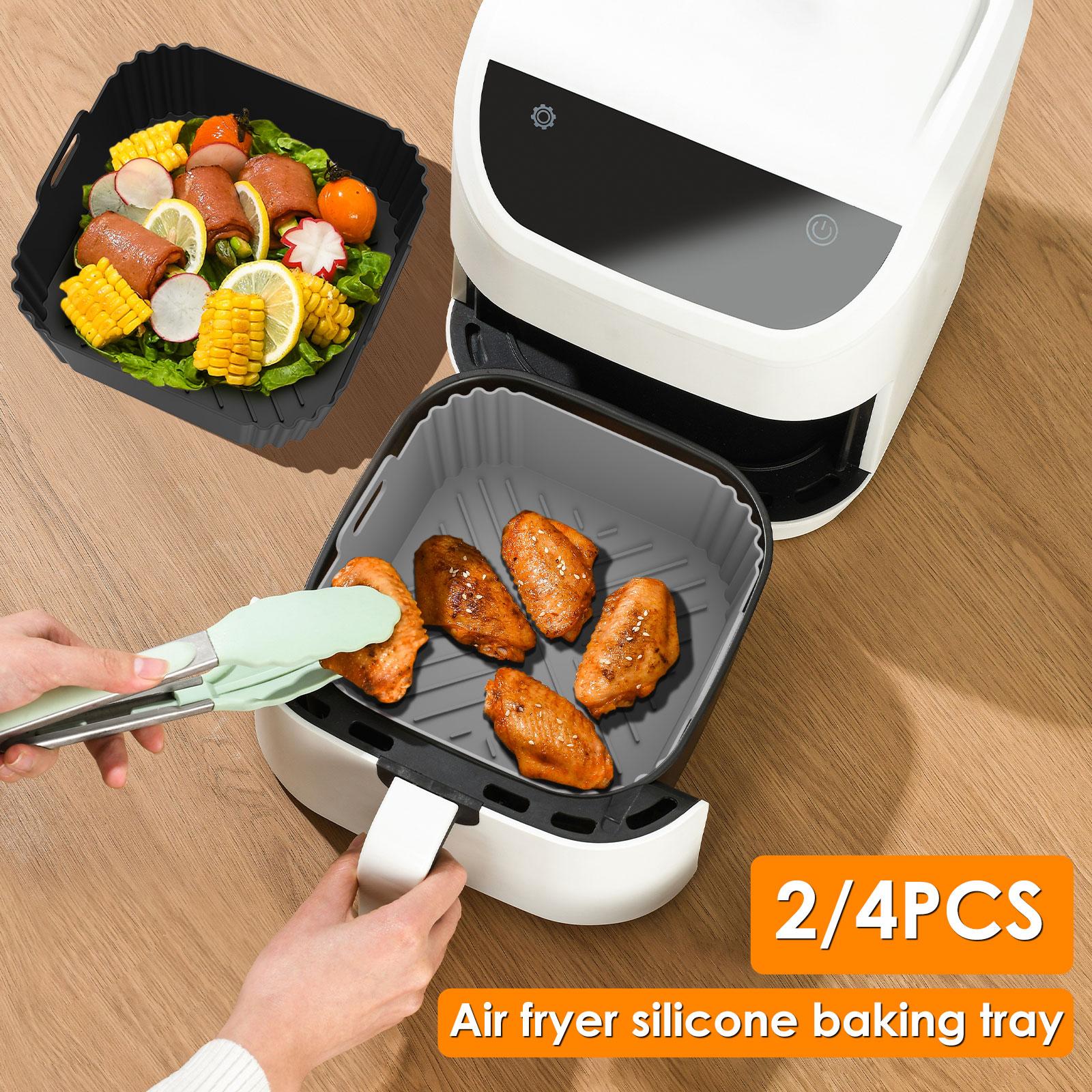 Silicone Air Fryer Pot Tray Square Air Fryer Baking Pan Reusable Air Fryer Liner for Kitchen Baking Kitchen Cooking Accessories