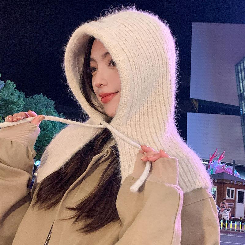 Scarf one-piece hat women's autumn and winter new balaclava wool hat warm scarf integrated knitted hat