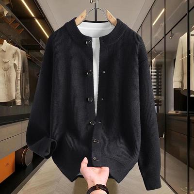 Cardigan pull en maille à col rond pour homme Automne 2023