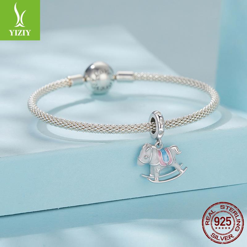 Exquisite Trojan Horse Pendant S925 Silver Beads, Childlike Creative Diy Bracelet Playground Beads Accessories