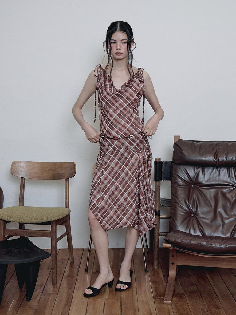 Deoenel Plaid Full Dress - [Brown]