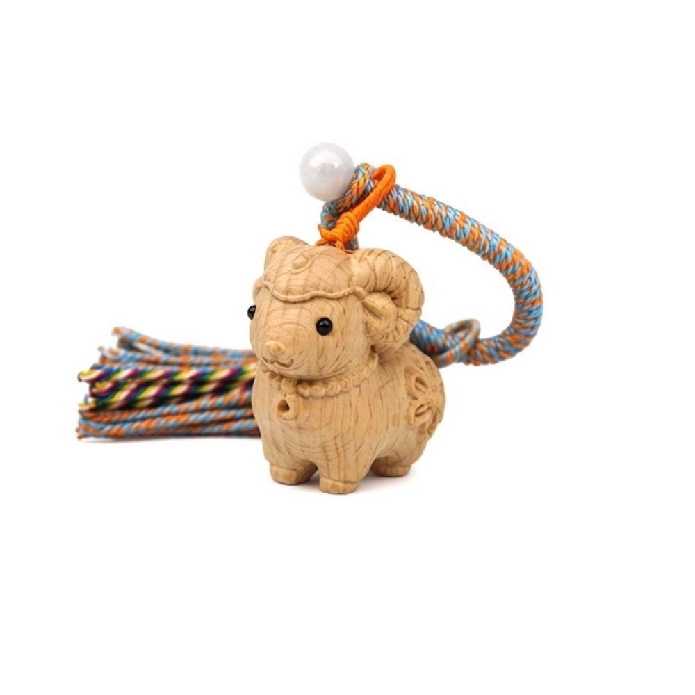 Alpaca Sheep Lamb Wooden Lamb Keyring Multi-Color Tassel Alpaca Bag Charm Unisex
