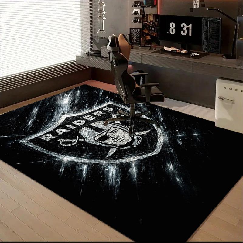 Raiders Football Legacy Printed Office Carpet Chair Cushion  Entryway Rug, Rugs for Living Room, Bedroom Christmas gifts