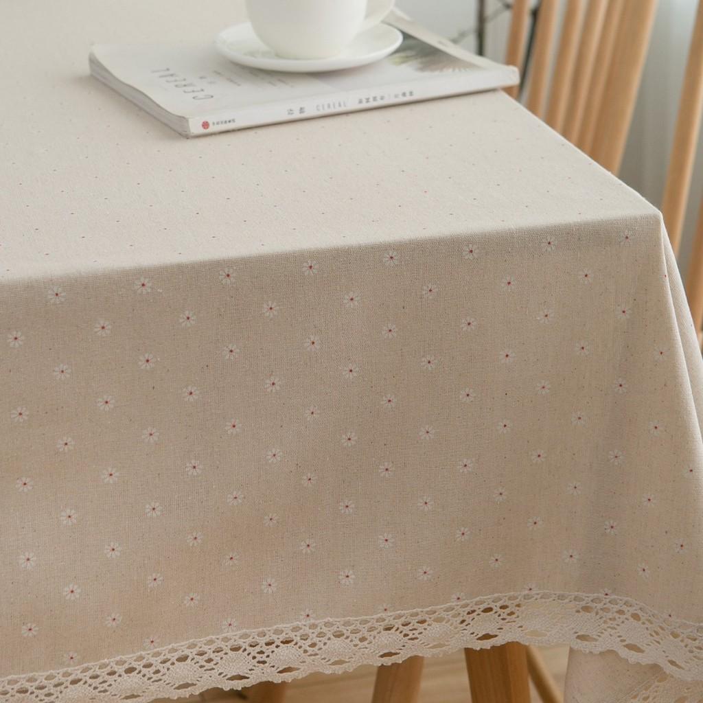 Modern French Country Rectangular Tablecloth Cotton Linen Floral Decor For Dining Room