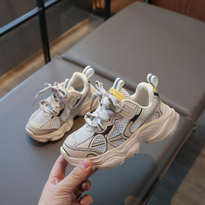 Girls shoes mesh sneakers 2025 summer new children's platform breathable shoes girls single net dad shoes