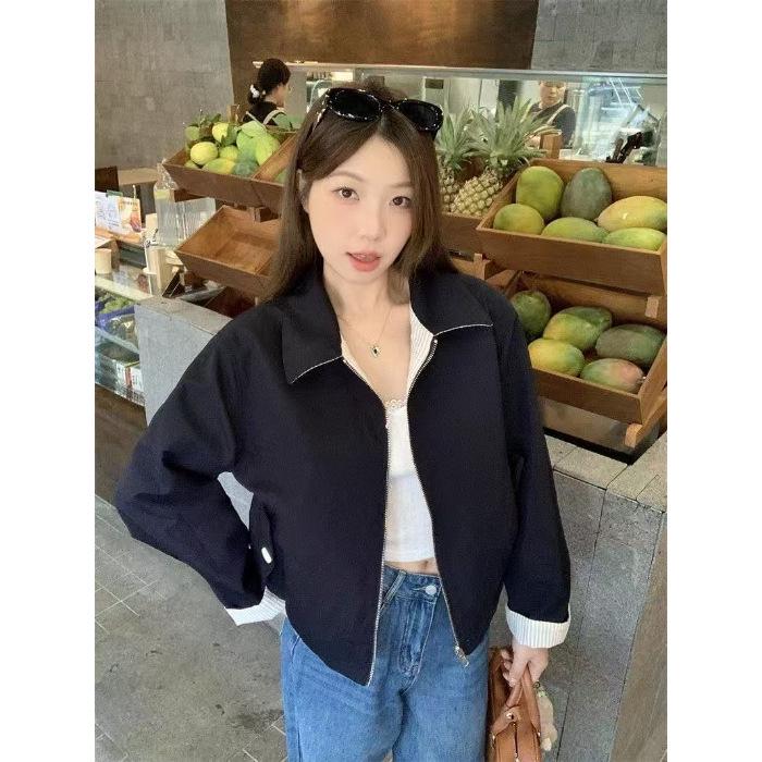 Reversible Striped Lapel Jacket: Retro, Loose, and Versatile for Spring & Autumn XL