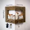 Solid Wood Wall-Mounted Keychain Hanger and Storage Rack with Hooks