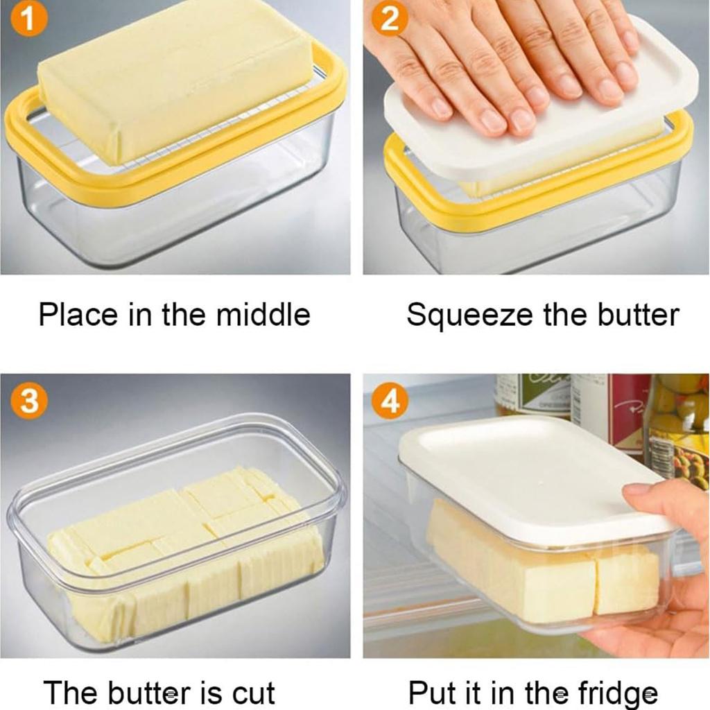 Butter Slicers Cutter, New Stick Butter Container Dish With Lid For Fridge, Easy Cutting Two 4oz Sticks
