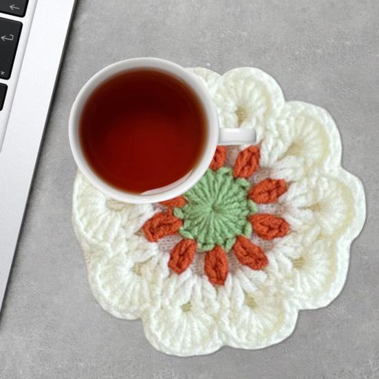 Flower Knitted Coasters Heat Insulation Placemat Non-slip Coaster Anti-scald Table Mats Kitchen Accessory