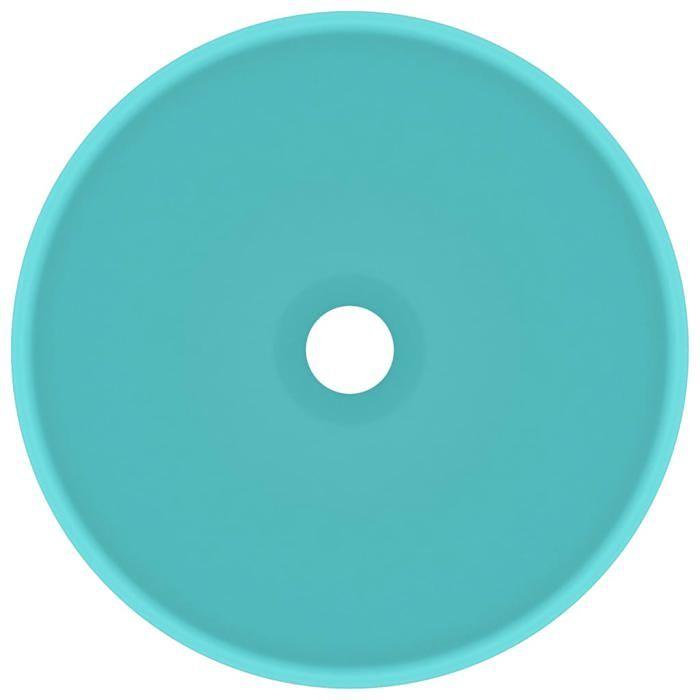 VidaXL Lavabo Rond de Luxe de Salle de Bain Vasque à Poser de Toilette Lave-mains Salle Cosmétique Intérieur Vert Clair Mat 146969