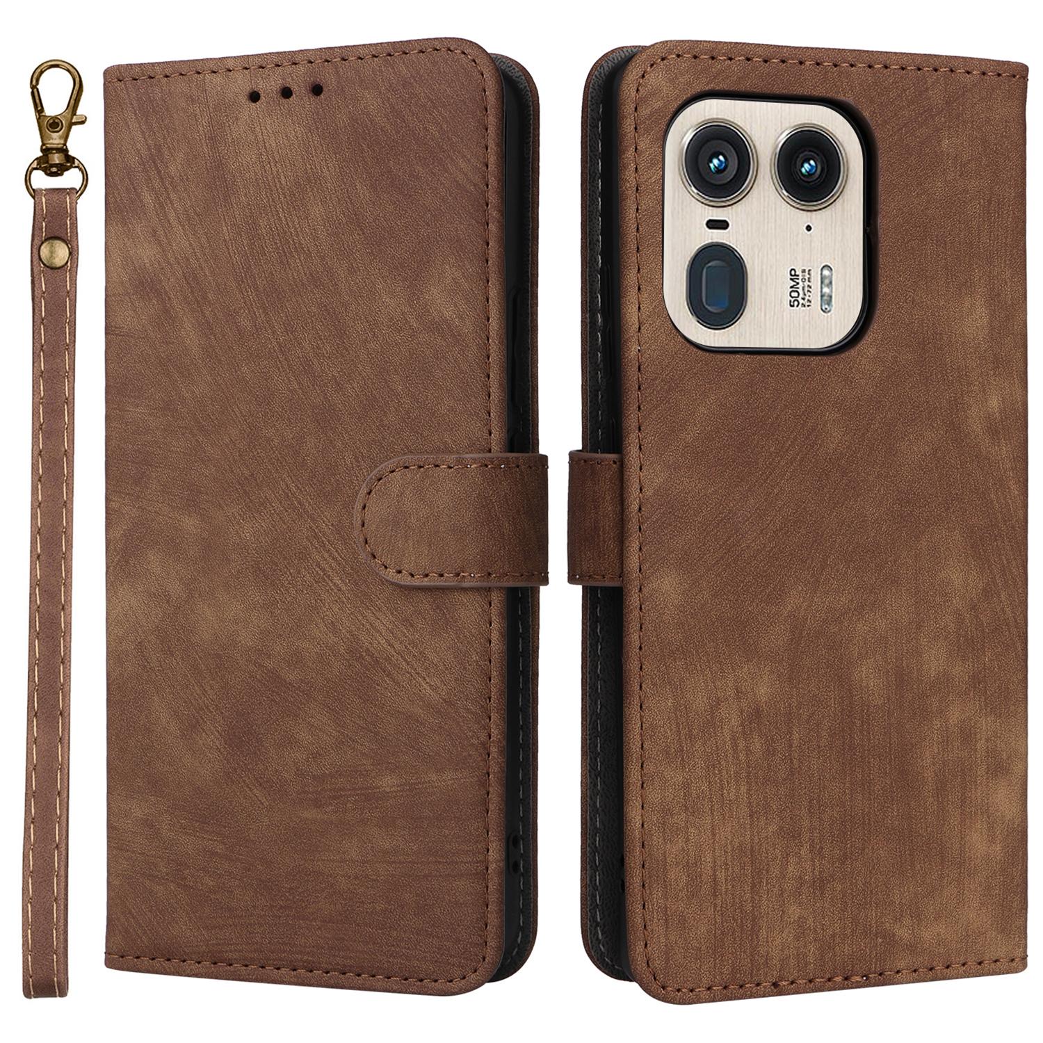 

For Motorola Edge 50 Ultra 5G/Moto X50 Ultra 5G Phone Case Wallet PU Leather Flip Cover with RFID Blocking Brown