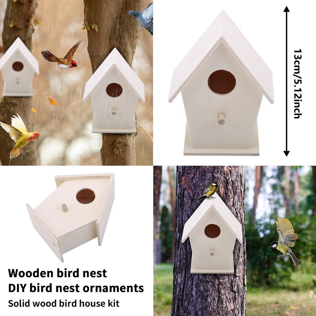 Creative Wooden Birdhouse Solid Wood Birdhouse Kit DIY Small Birdhouse Ornament Birdfeeder Decoration Crafts