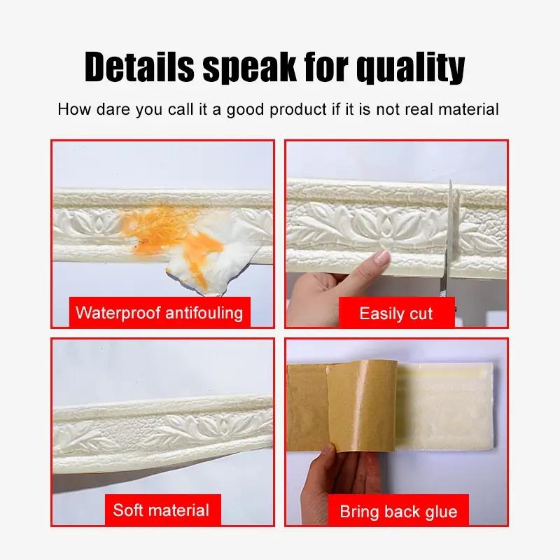 1PC 4X230CM 3D Wall Trim Line Skirting Border Self Adhesive Baseboard Wallpaper Hallway Ceiling Decor Anti-collision Corner Line