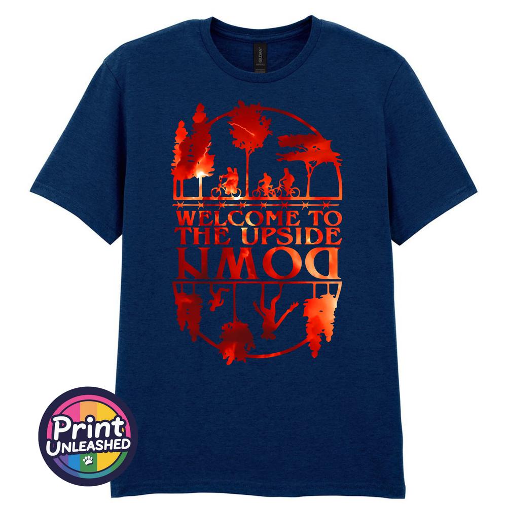 Welcome To The Upside Down TShirt Stranger Things Vibrant Graphic Print S2XL M