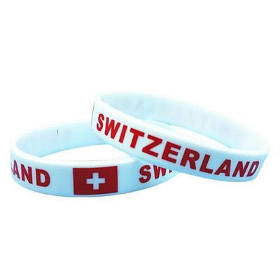 2 Stück Schweiz Flagge Armband Land Silikon Armband Männer Frauen Gummiband Motivation Sport Handschlaufe Mode Manschette Armreifen Zubehör Geschenk