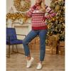 Women Loose Fit Long Sleeve Reindeer Jacquard Winter Sweater
