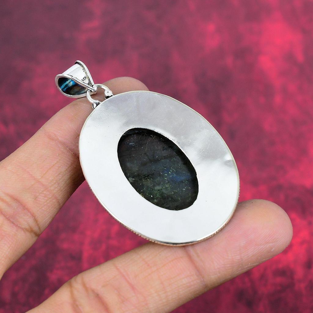 Labradorite Pendant, Handmade Gemstone 925 Sterling Silver Pendant Antique Jewelry, For Gift Silver Jewelry